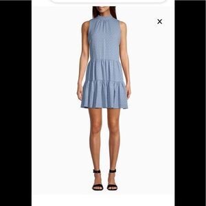 Calvin Klein Women’s ock neck chambray dot print babydoll dress size 4, NWT